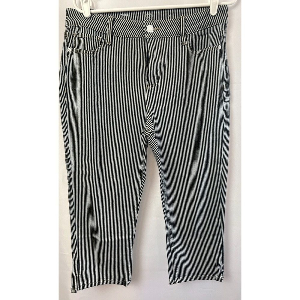 Womens 10 Striped Denim Capri Jeans Preppy Collegiate Old Money Classic
